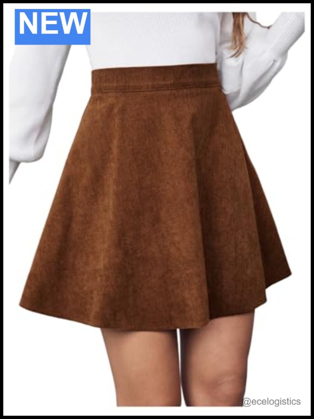 Faux Suede Mini Skirt A-Line High Waisted Bodycon Flared Hem Side Zip